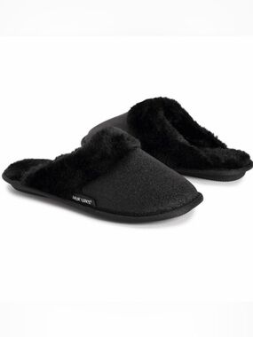 Muk Luks Black Khai Faux-Fur Slip-On Slippers (1005)